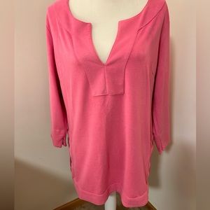 Gretchen Scott bubblegum pink stretch suede tunic top